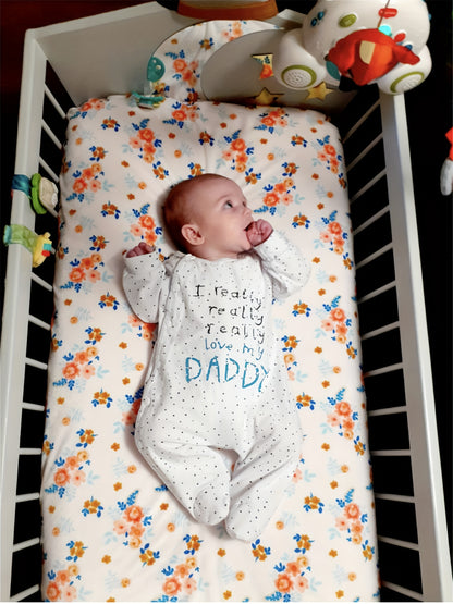Kukitty Newborn Baby Boy Girl Clothes I Really Love My Daddy/ Mummy Long Sleeve Footies Romper Unisex-Baby 2pcs Footed Jumpsuit, for Outdoor