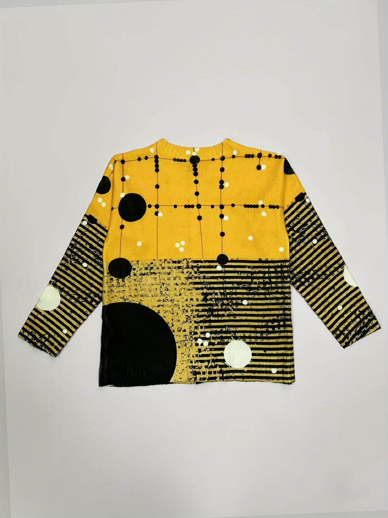 Cardigan with a Simple Polka Dot And Striped Pattern, Featuring Long Sleeves And a 3D Print Design for Women.