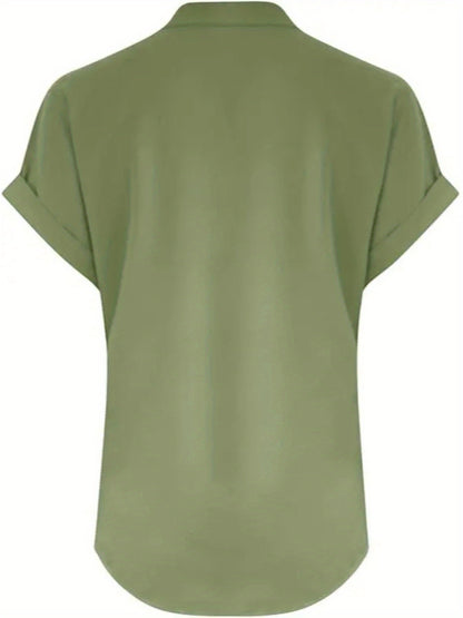ZOELNIC Women's V-Neck Button-Front Placket T-Shirts - Short Sleeve Casual Summer Tops, Breathable Daily Wear Shirts Suitable for Spring/Summer, Solid Color Casual Wear, Machine Washable (No)