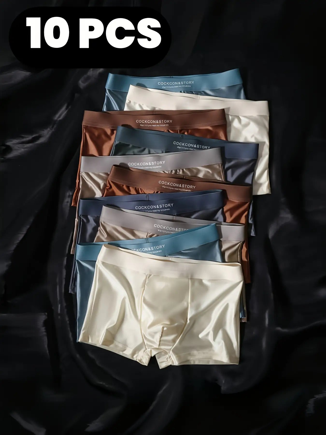 10 Random Pieces Men's Luxury Underwear -Fiber Fabric Full Coverage Shorts, Rounded Edges, Breathable And Comfortable, Suitable for Daily And Formal Wear, Machine Washable, Smooth Texture, Close-fitting, Elegant And Exquisite