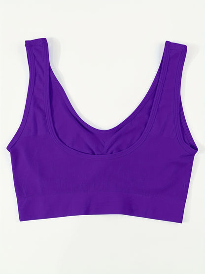5pcs Set Of Women's Non Padded Underwear, Comfortable Single-layer Seamless Sports Bra, Women's Yoga Vest Style Underwear