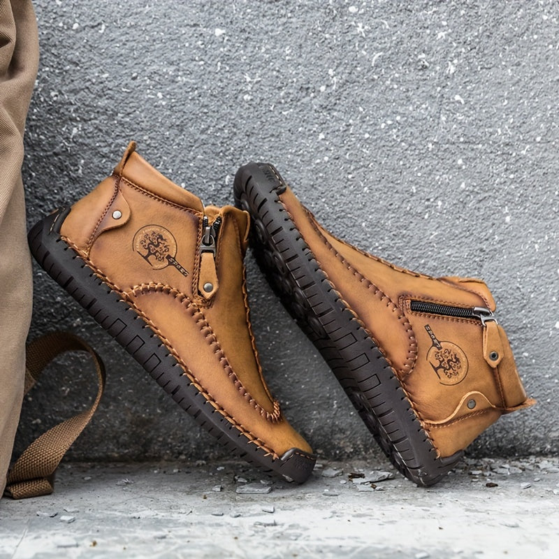 [Casual Classic Boots] Ladies Plus Size Fashion Short Boots Handmade Casual Shoes Classic Outdoor Shoes Women's Shoes With Side Zippers