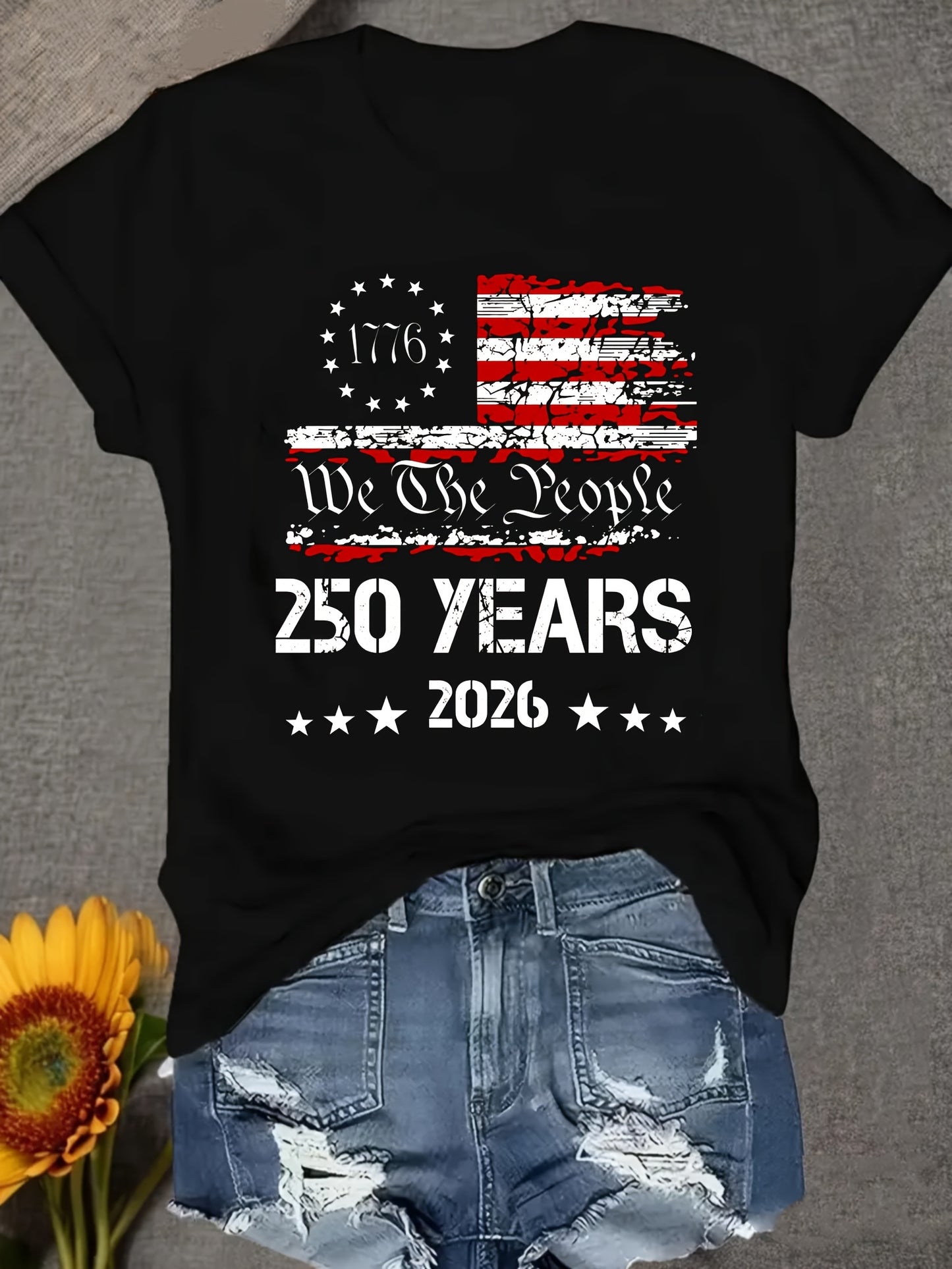 250 YEARS 2026 We The People Round-neck Pullover Comfortable And Soft Women's T-shirt
