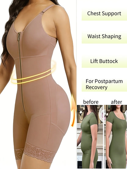 [Women'S Shaping Bodysuit] Women'S Full Body Shapewear Fajas Moldeadoras High Compression Waist Trainer Bodysuit | Tuck-in Waist And Lift Buttocks, Full-body Shaping Garment With Crotch Zipper Butt-lifting And Figure-enhancing Athletic Bodysuit
