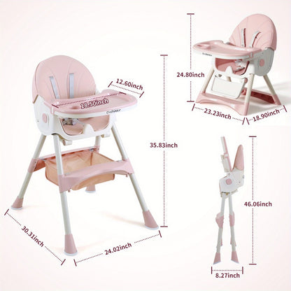 Convertible Baby High Chair - Compact Fold Adjustable