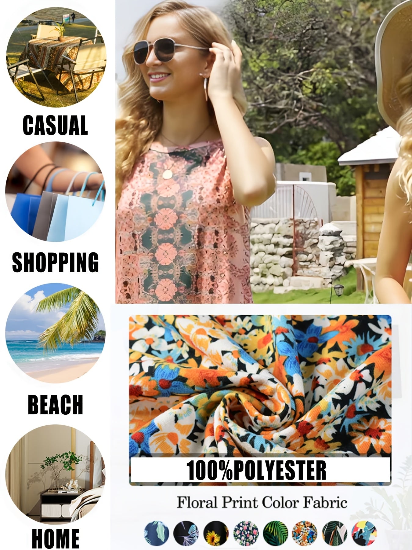 3D Women's Summer Gradient Print Sleeveless Round Neck Dress- Perfect for Casual Resort Wear, Medium Stretch Material, Machine Washable, Casual Summer Dress, Flowing Material Evening Dress