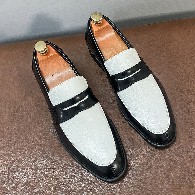 [Trendy Penny Loafers] Men's Large Size Fashionable Two-tone Penny Loafers, Comfortable, Non-slip, Durable Rubber Soles, Thick Soles, Formal Shoes, Trendy Slip-on Business Casual Shoes, Men Shoes