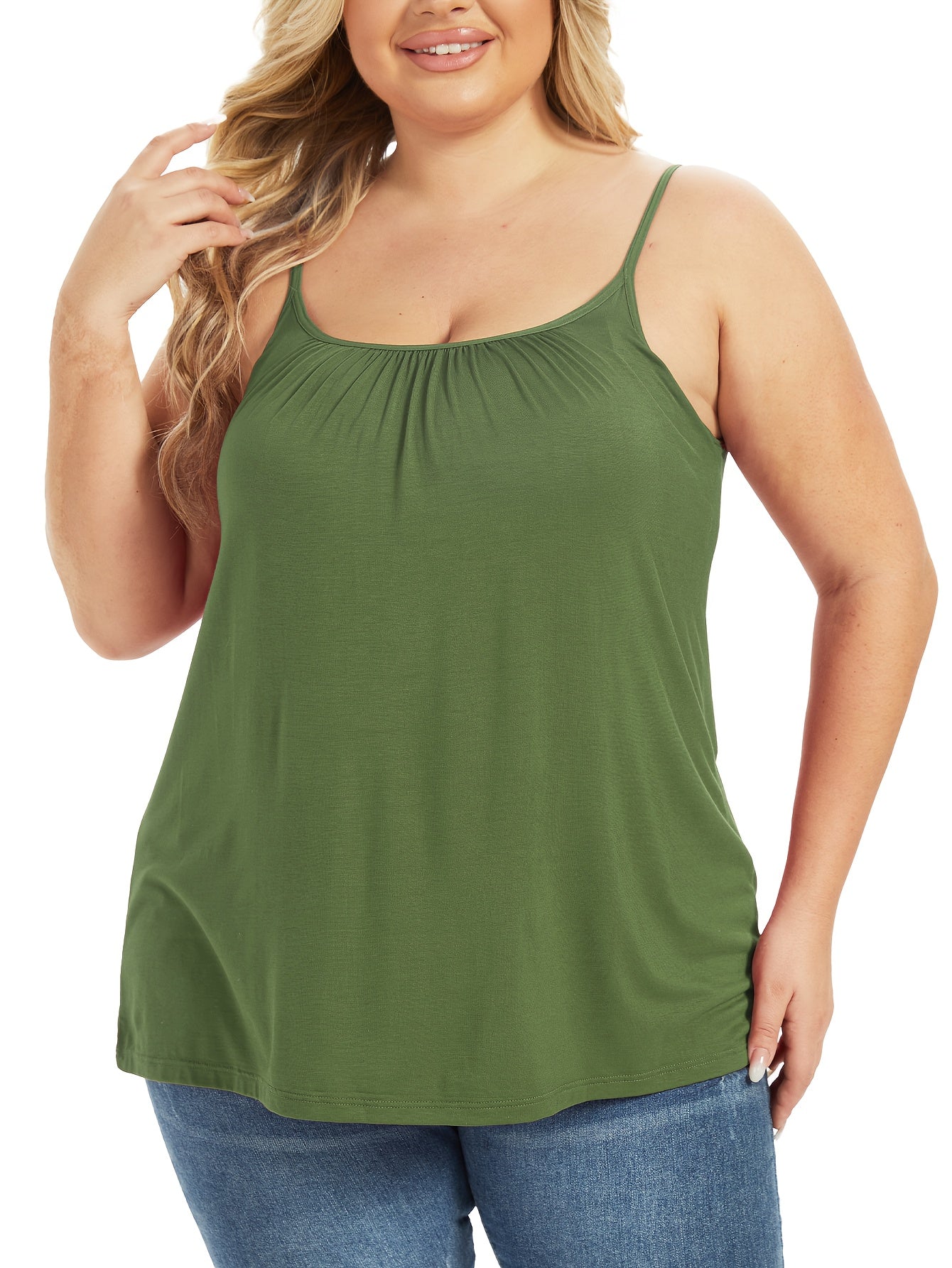 Vislivin Women'S Summer Camisole with Built-In Bra Pads, Seamless Sleeveless Design Featuring Adjustable Thin Straps, Soft And Loose Fit for Comfortable Daily Wear at Home, Available in Plus Size 4XL
