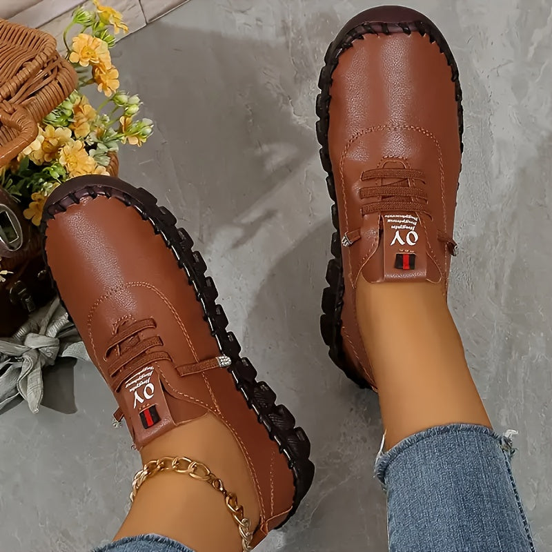 Women'S Shoes for Women - Breathable Lightweight Lace-Up Walking Shoes with Non-Slip Sole, Soft PU Foam Insole & Fabric Lining, Beige & Maroon Accents for All-Day Comfort, Versatile Daily Wear, Ladies Work Shoes, Women Shoes, Sneakers