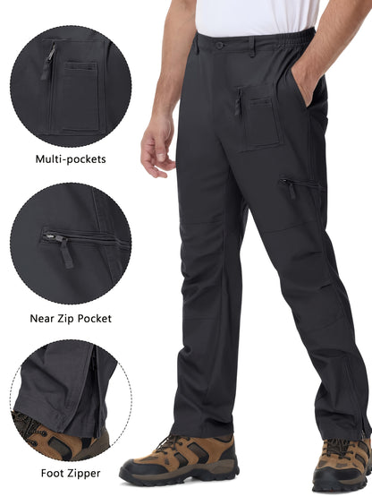 Men'S Cargo Pants /Spandex Scratch-Resistant Outdoor Training Trousers Lightweight with 9 Utility Pockets, Work Pants for Men Zippered Hem Design, Elastic Waistband for Daily Commuting, Office, And Outdoor Activities (Belt Not Included)