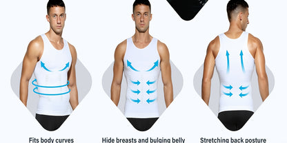 3pcs Pack Men's Compression Shaping Vest - Tummy Control Slimming Shirt, Muscle Enhancing Workout Tank Top Suitable for Gym, Post-Surgery & Casual Attire - Discreet Shapewear (Machine Washable)