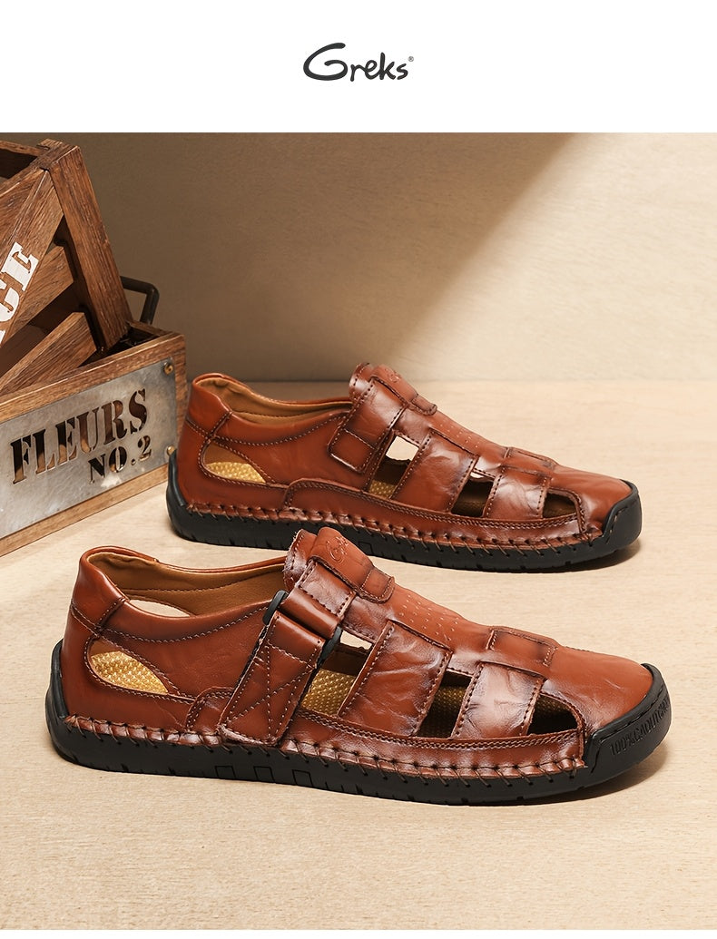 GREKS Men's Sport Sandals - Closed Toe Outdoor Fisherman Shoes, Breathable Summer Beach Loafers Anti-Slip