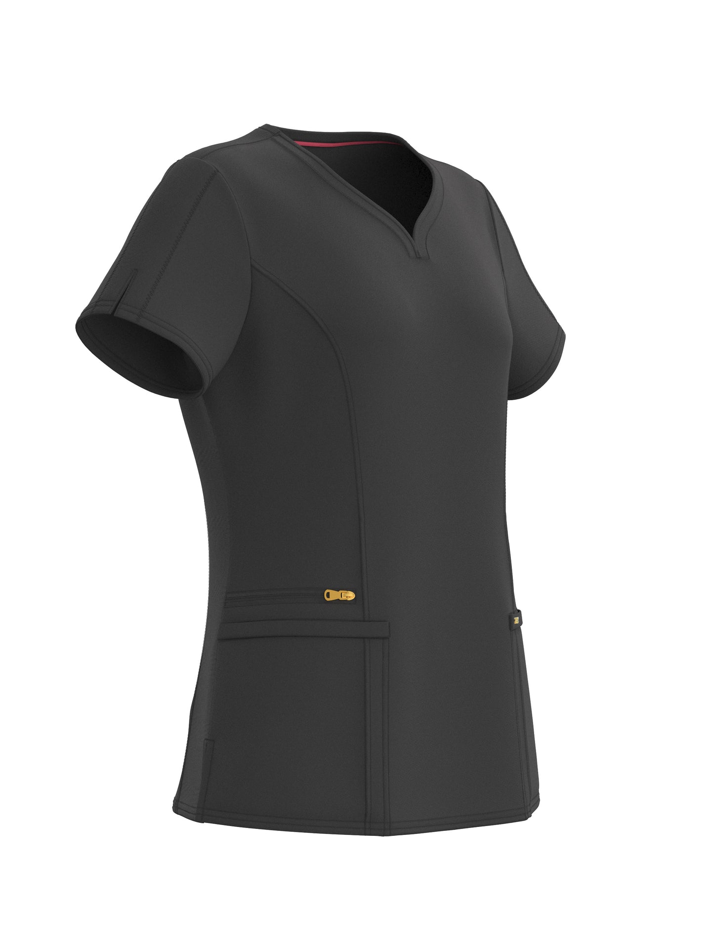 PandaFlex modern neck in Four-Way Stretch Fashion Scrubs Set V-Neck Short Sleeve Scrub Top & Straight Leg Cargo Pants for Nurses with zipper pockets 3372