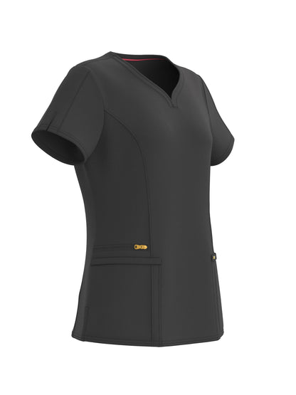 PandaFlex modern neck in Four-Way Stretch Fashion Scrubs Set V-Neck Short Sleeve Scrub Top & Straight Leg Cargo Pants for Nurses with zipper pockets 3372