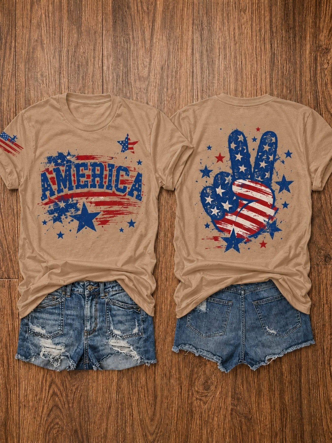USA 250th Anniversary Independence Day American Flag Stars and Stripes Print Crew Neck T-Shirt, Summer Casual Vacation Women's Short Sleeve Top, Soft Stretch Fabric, Multiple Colors Available