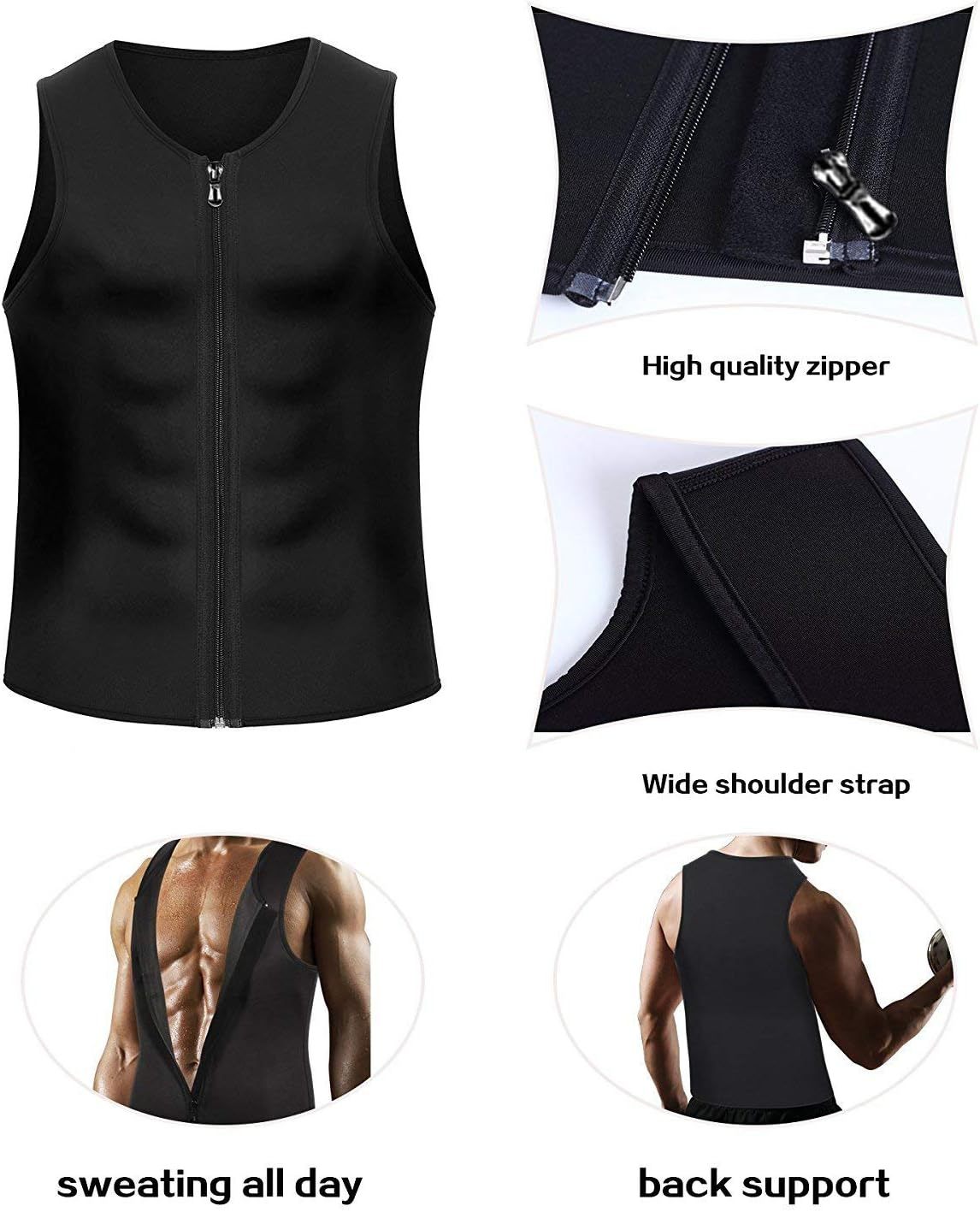 Men Body Shaper Waist Trainer Sauna Suit Sweat Vest Slimming Underwear Weight Loss Shirt Fat Burner Workout Tank Tops Shapewear