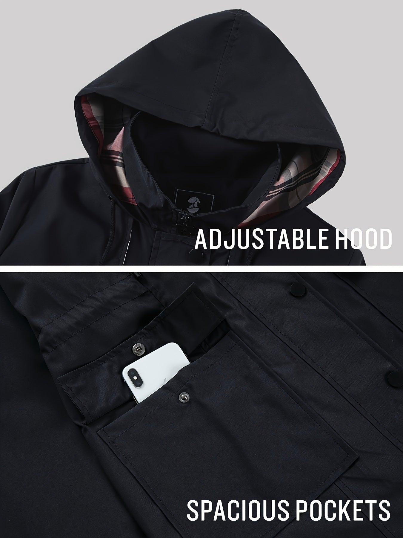 Women's High Quality Rain Jacket Lightweight Raincoat Hooded Windbreaker Trench Coat