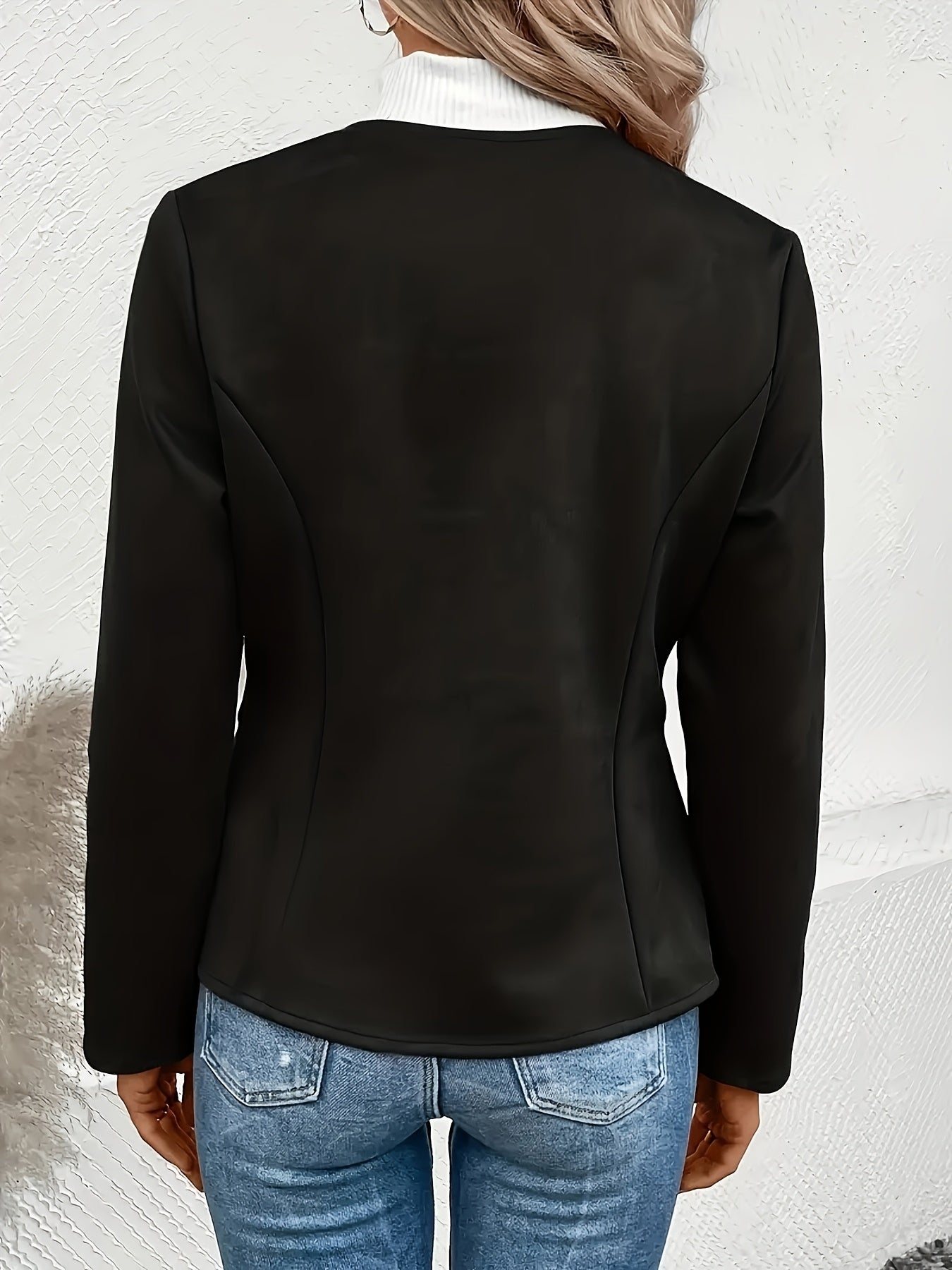 Today's Special! Women's Zip Up Casual Jacket - Slim Fit, Round Neck, Long Sleeve Coat, Trendy, Versatile for All Seasons, Multiple Colors (Black Friday Preview)