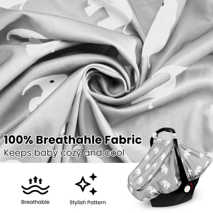 Beavtaens Car Seat Covers for Babies, Breathable and Stretchy Carseat Canopy with Large Window, Kick-Proof & Windproof, for Boys Girls
