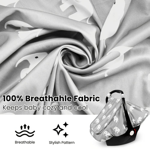 Beavtaens Car Seat Covers for Babies, Breathable and Stretchy Carseat Canopy with Large Window, Kick-Proof & Windproof, for Boys Girls