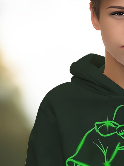 [Soccer Hoodie & Joggers] Boys' Cool Soccer 3D Print Hoodie And Joggers Set - Casual Long Sleeve Outfit With Pockets, Perfect For Sports And Casual Attire, Boy Soccer Hoodie, Perfect For Outdoor