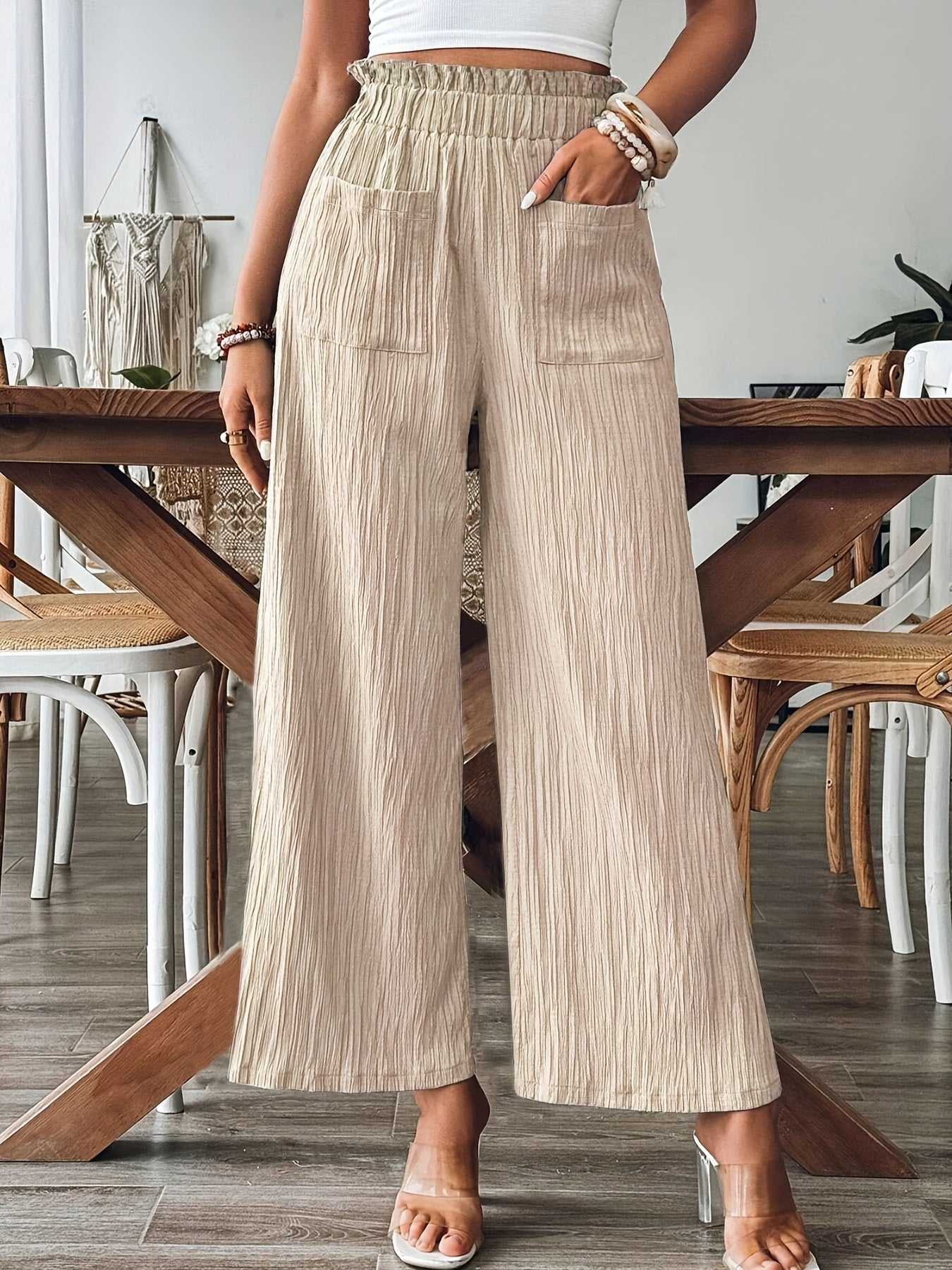 Women'S Home Solid Color Casual Straight Leg Pants for All Seasons. Fashionable And Comfortable