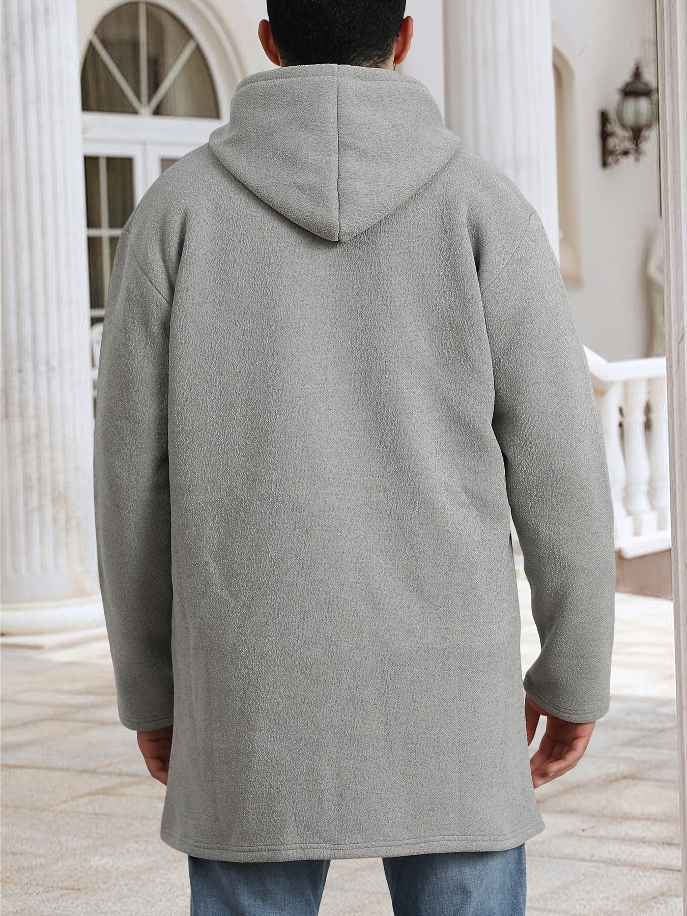 Men's Casual Hoodie, Hooded Mid Length Coat, Lined Zip Up Hoodie, Stylish Slim Fit Hoodie with Pockets, Suitable for Daily Wear, Outdoor Activities And Street