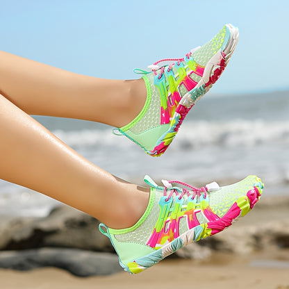 Women's Lightweight Water Shoes - Solid Color, Breathable Fabric Upper - Spring/Summer Beach & Pool Essentials | Non-Slip Rubber Sole | Quick Drying