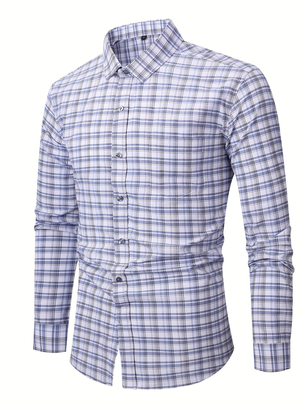 ! Men's Plaid Long Sleeve Shirt - Casual Button- with Pocket, 50% Cotton 50% Polyester, Comfortable Street Style & Commute Essential Fall Wardrobe