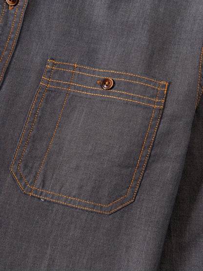 A Stylish Men's Casual Shirt With Long Sleeves And A Jacket, A New Spring And Autumn Men's Top With A Solid Color Pocket Design And A Lapel Collar.