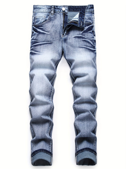 Men's Stretch Fit Slim Blue Denim Jeans - Regular Fit, Fashionable & Stylish Pants - For Men - Suitable for Casual Wear - Great Gift for Fashion-Conscious Guys