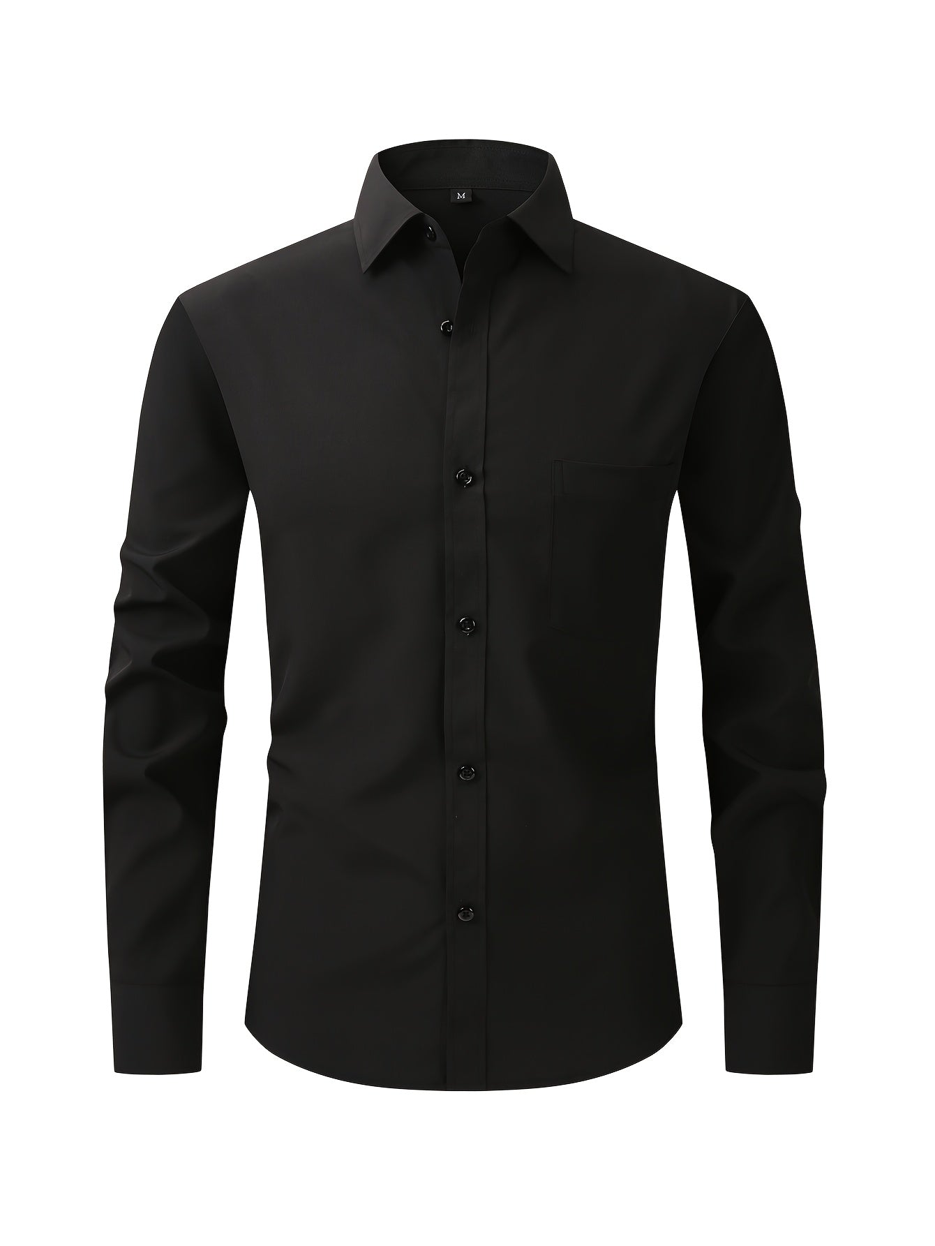 Men's Regular Fit Casual Button Shirts Long Sleeve Stretch Breathable Wrinkle Resistant Solid Work Weekend Wear