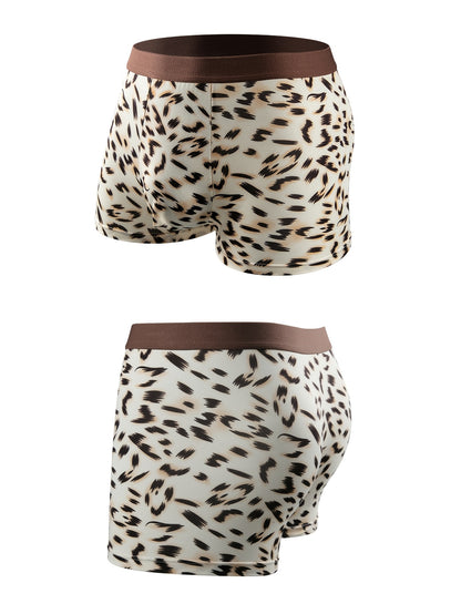 Set of 4 Men'S Leopard Pattern Boxer Shorts, Trendy And Cozy Undergarments