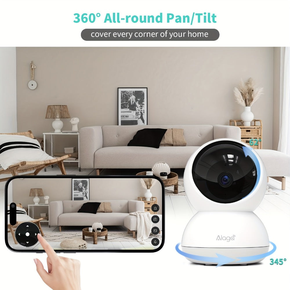 2K Indoor WiFi Security Camera - Two-Way Audio and Night Vision