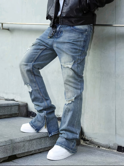Men's Slim Fit Jeans - Classic Wash Distressed Modern