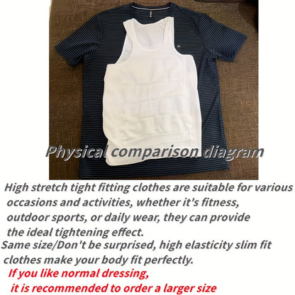 2pcs Men's Compression Shaping Tank Top, Sports Slimming Tank Top, Slim Fitting Round Neck, Abdominal Shaping Sports Shirt (it Is Recommended to Choose A Larger Size for The Best Fit)