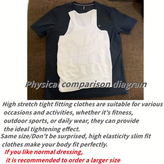2pcs Men's Compression Shaping Tank Top, Sports Slimming Tank Top, Slim Fitting Round Neck, Abdominal Shaping Sports Shirt (it Is Recommended to Choose A Larger Size for The Best Fit)