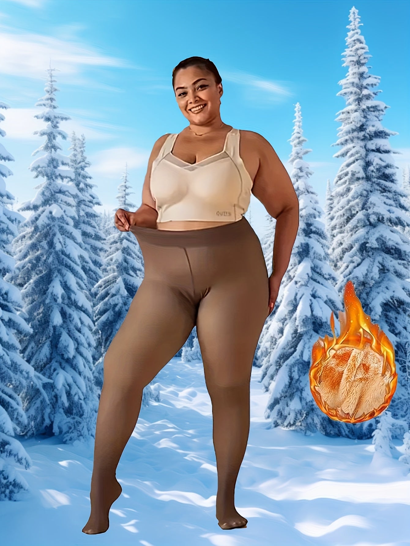1pc Fleece Lined Leggings, Women'S Winter Warm Tights, Soft Stretch, Comfortable, Fashionable, High-Waist Design, Can Be Paired with Short Skirts, Boots, Etc., The Perfect Holiday Gift!