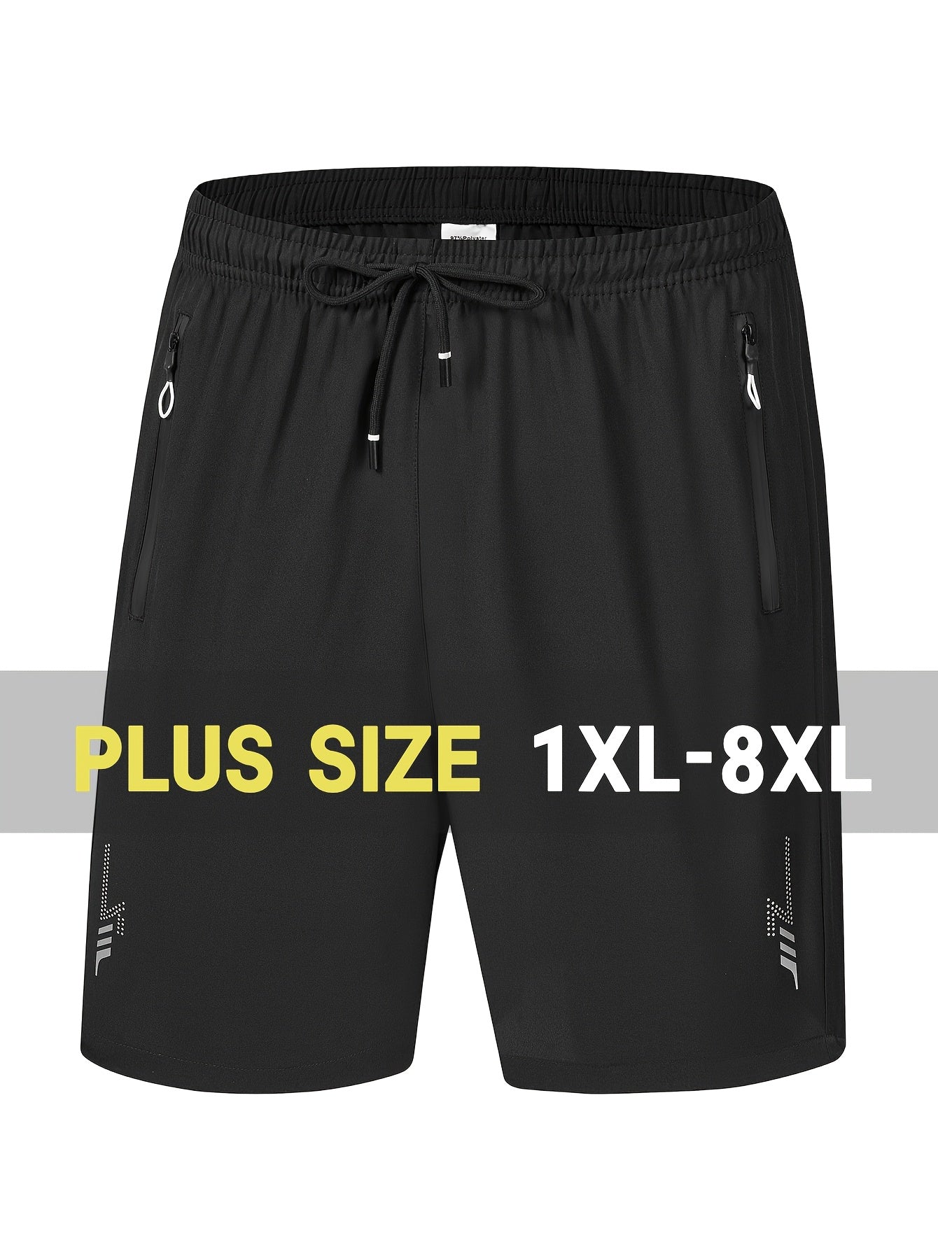 3-Pack Men'S Ultra Lightweight Quick-Drying Plus Sports Shorts - Stylish Casual Running And Fitness Gear, Breathable /Elastane Blend, Perfect For Beaches And Outdoors With Zip Pockets And Elastic Belt, Plus Size