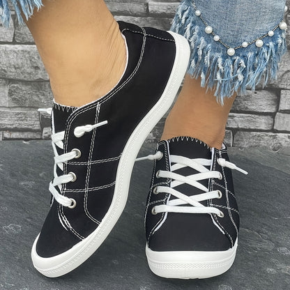 [Sneakers] Newly Designed Women'S Classic Black Outdoor Skate Shoes, Offering Comfort, Lightness, And a Trendy Flat Sole in Larger Sizes for Sports