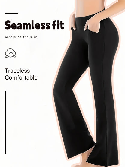 Four-piece Set Of Women'S Fashionable Spring Front-slit Bell-bottom Pants, High-waisted Casual Home Pants For Summer, Flattering The Figure, Women'S Christmas Outfit