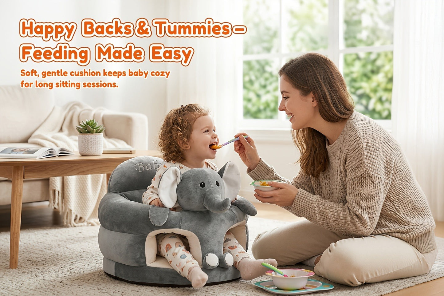 Toddler Floor Seat - Plush Cartoon Support Chair