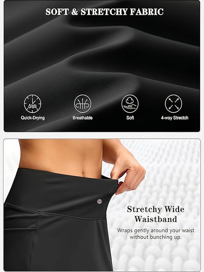 Women's Golf Skirts Skort 4 Side Pockets High Waisted Stretchy Tennis Skirt with Short Athletic Casual
