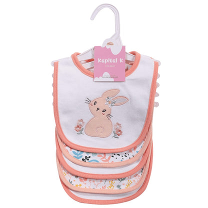 Cotton Baby Bibs 5-Pack - Cartoon Embroidered