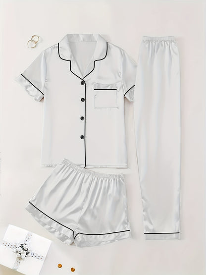 Women's Champagne Satin Short-Sleeve Pants - product view 47