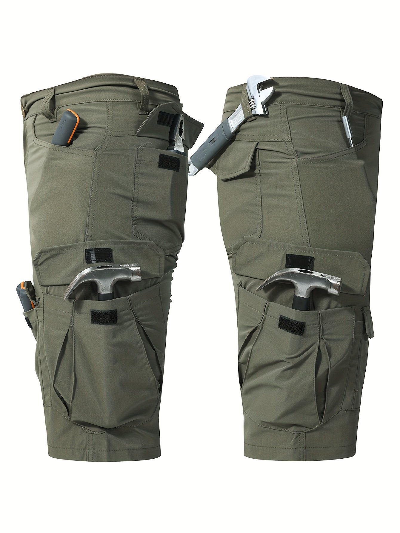 Plus Size Men's Outdoor Multi-pocket Tactical Overalls Shorts Are Suitable for Outdoor Activities Such As Mountaineering, Fishing And Camping., PLUS SIZE