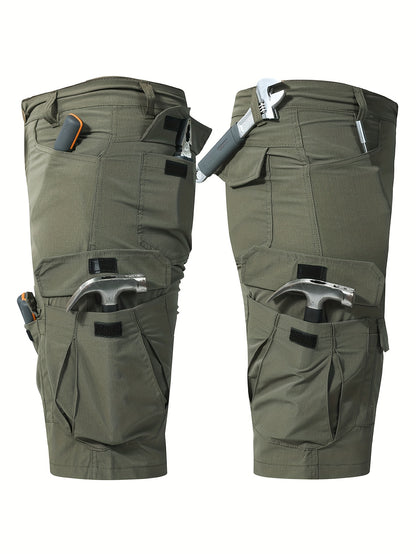 Plus Size Men's Outdoor Multi-pocket Tactical Overalls Shorts Are Suitable for Outdoor Activities Such As Mountaineering, Fishing And Camping., PLUS SIZE