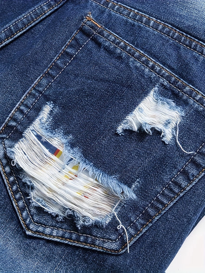 KEEVOOM Men'S Light Blue Washed Gradient Denim Shorts - Summer Casual Slim-Fit Shorts for Outdoor Sports & Trendy Daily Outfits