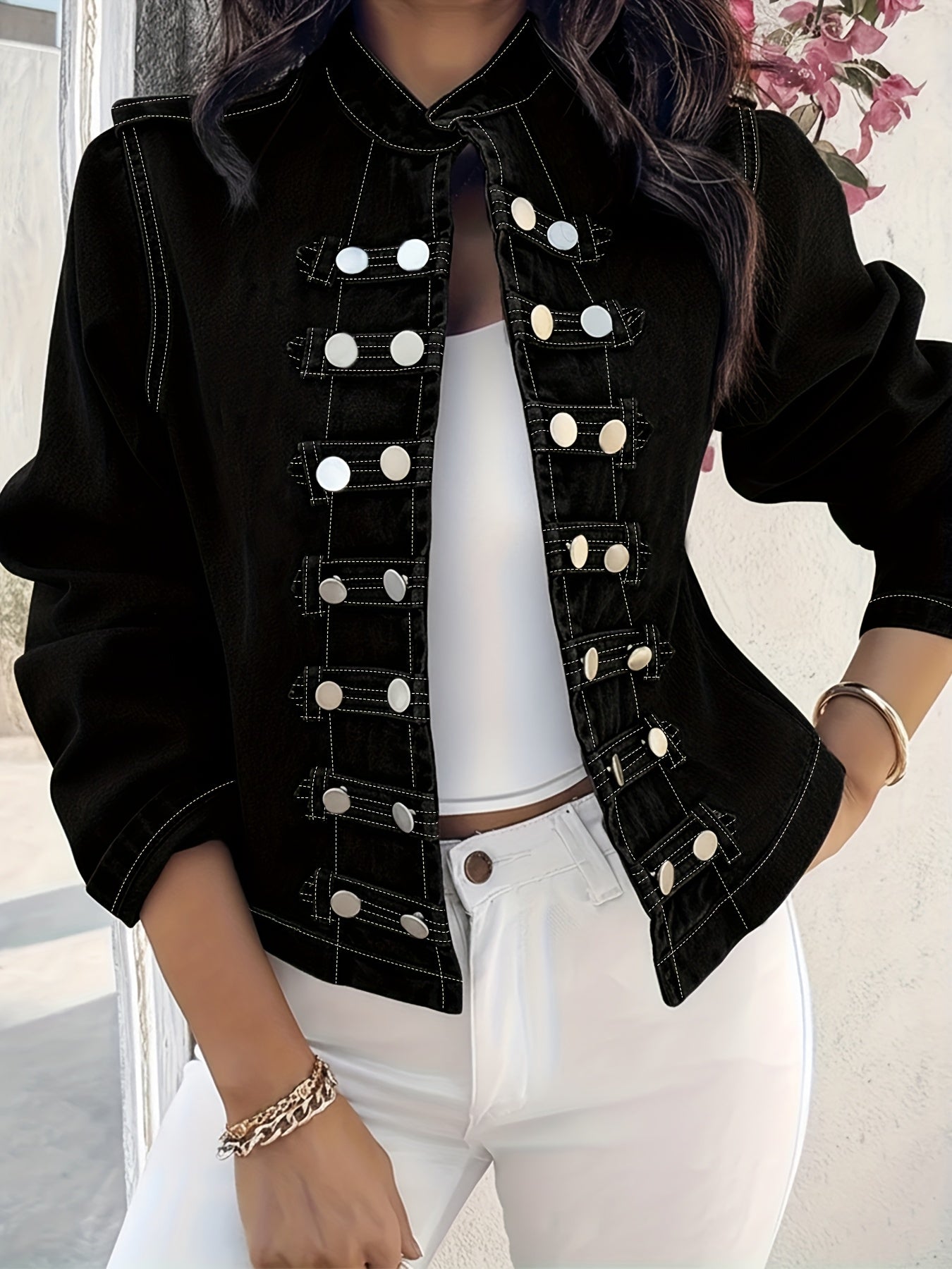 Women'S Plus Size Denim Jacket - Long Sleeve Button Denim Jacket Coat Four Seasons Suitable for Any Place