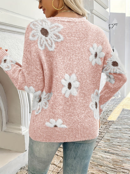 Autumn And Winter Fashion Queen Tops Long Sleeve V-Neck Casual Sweater Cardigan Women